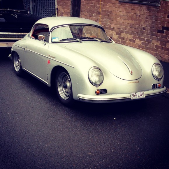 silver porsche 356